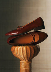 Ninon Low Ballerinas - Patent Mahogany