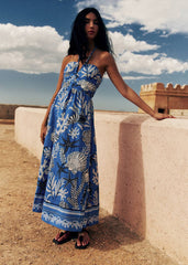 AZENOR Dress - Sézane x Inoui Editions - Blue Shells Print