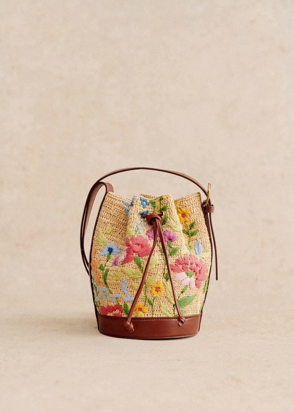 Mini Farrow Bag - Raffia Multicolour Embroidered Flowers