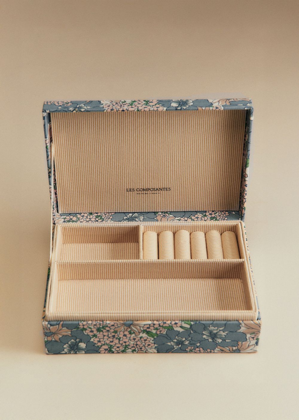 Quilted jewelry box - Meadow Blue Print