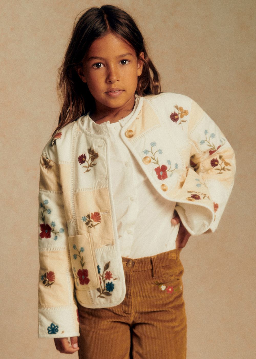 Farelli Jacket - Petit Sézane x Baziszt - Ecru With Botanical Embroidery
