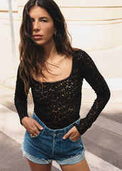 Gabria Bodysuit - Black Embroidery