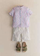 Benicio Shirt - Red Blue Yellow Stripe