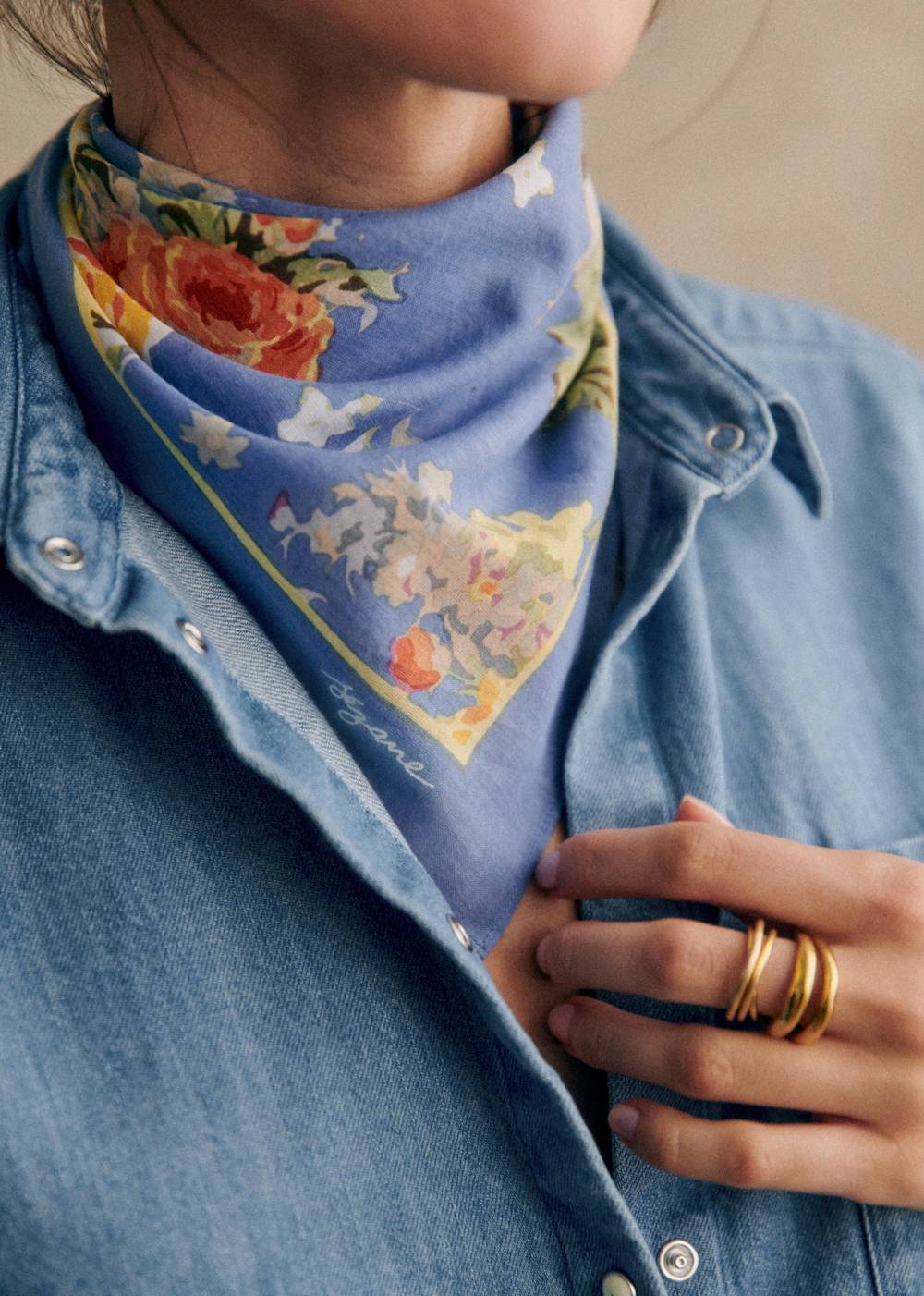 Gaston Scarf - Floral Blue