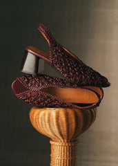 Enora Sandals - Shiny Braided Bordeaux