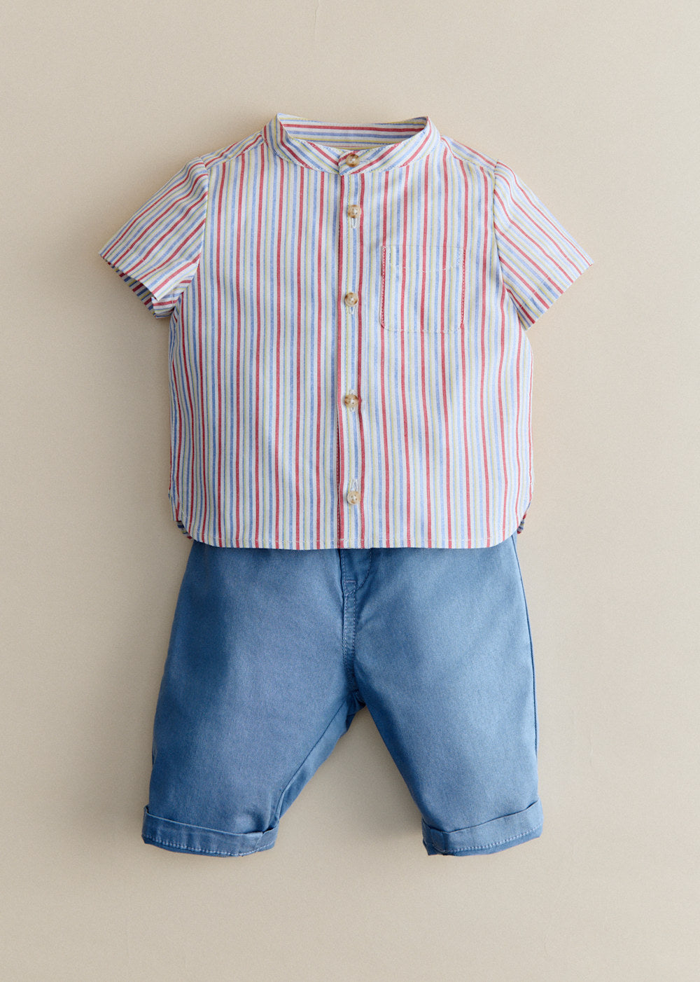 Benicio Shirt - Red Blue Yellow Stripe