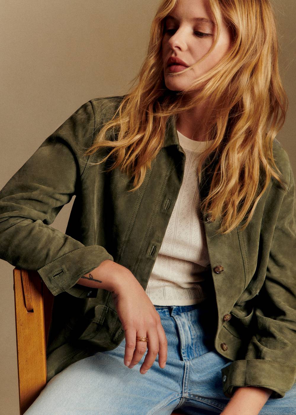 Will Jacket - Suede Olive Green