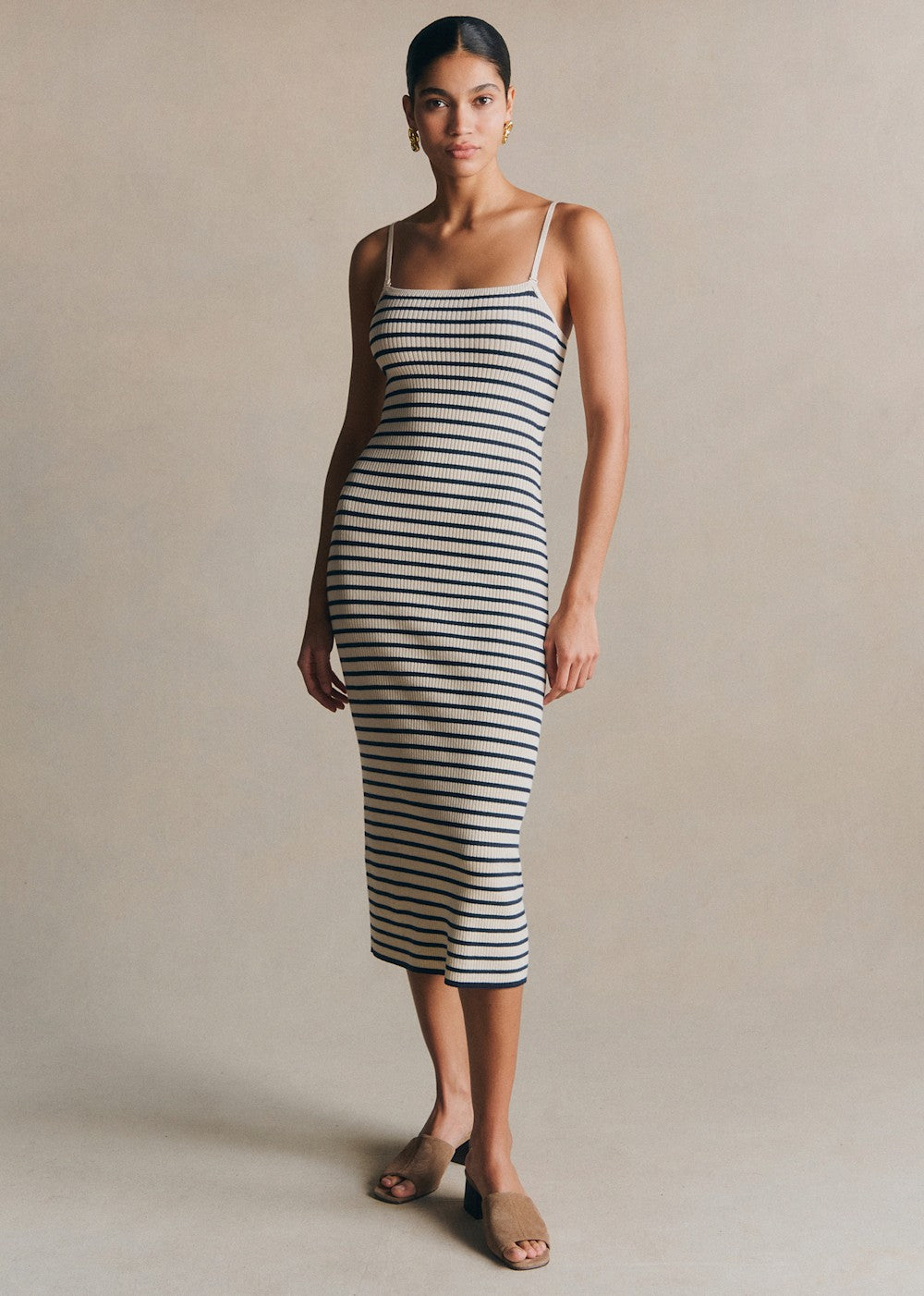 Milly Midi Dress - Cream Navy