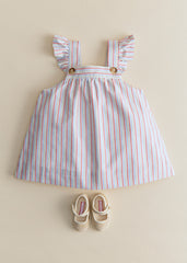 Lucile Dress - Red Blue Yellow Stripe