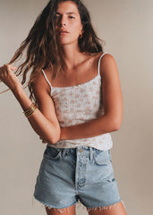 Jina T-Shirt - Roseraie Print Pointelle