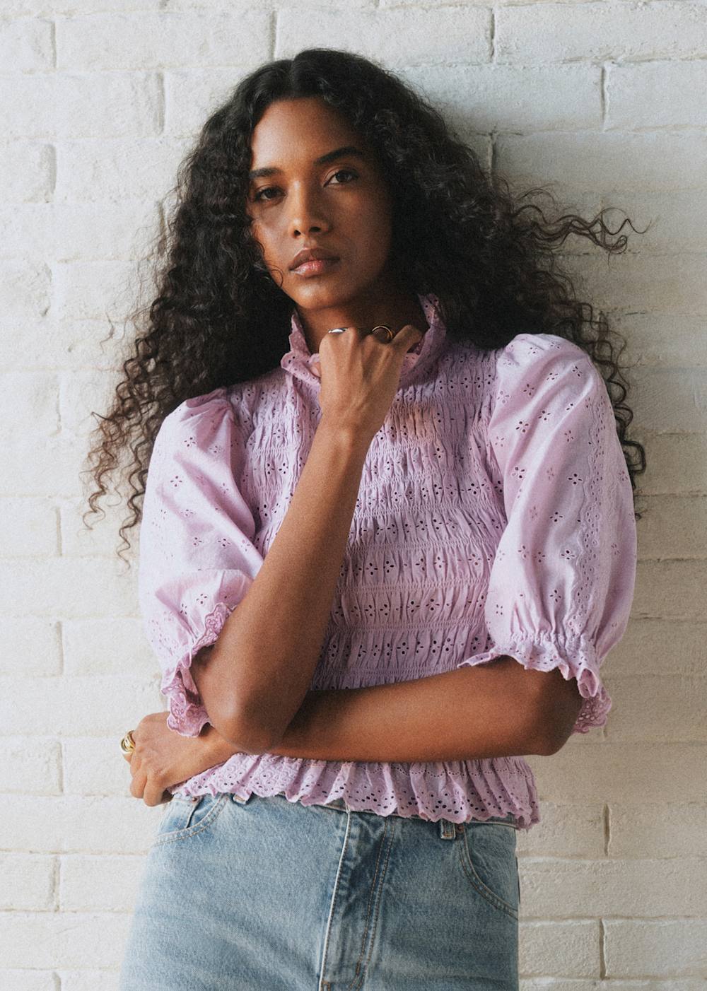 Neal Blouse - Sézane x SEA NY - Plain Lilac Embroidery