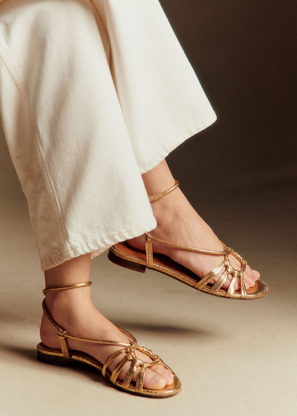 Gloria Low  Sandals - Smooth Gold