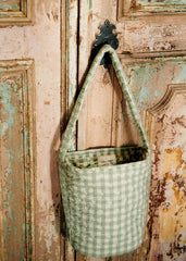 Floral embroidered bucket bag - Sage