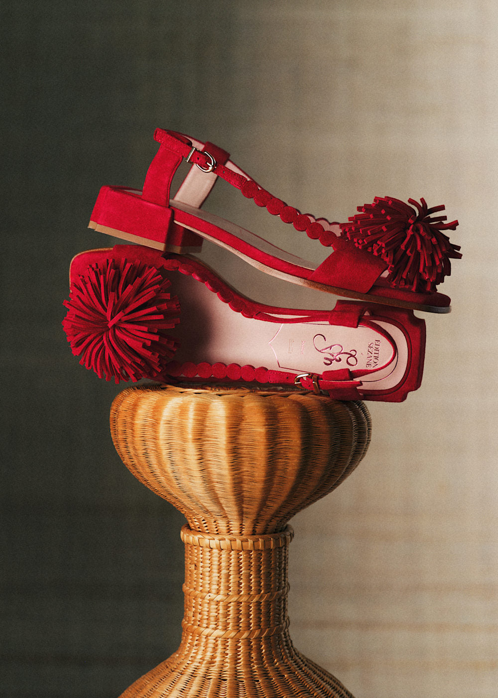 ÉMILIE Sandals - CFM SOULIERS x ÉDITIONS SÉZANE - Red Corduroy