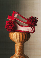 ÉMILIE Sandals - CFM SOULIERS x ÉDITIONS SÉZANE - Red Corduroy