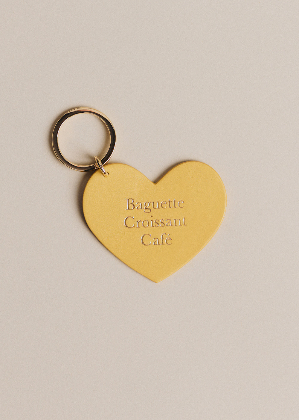 Heart Keyring - Yellow Baguette Croissant Cafe