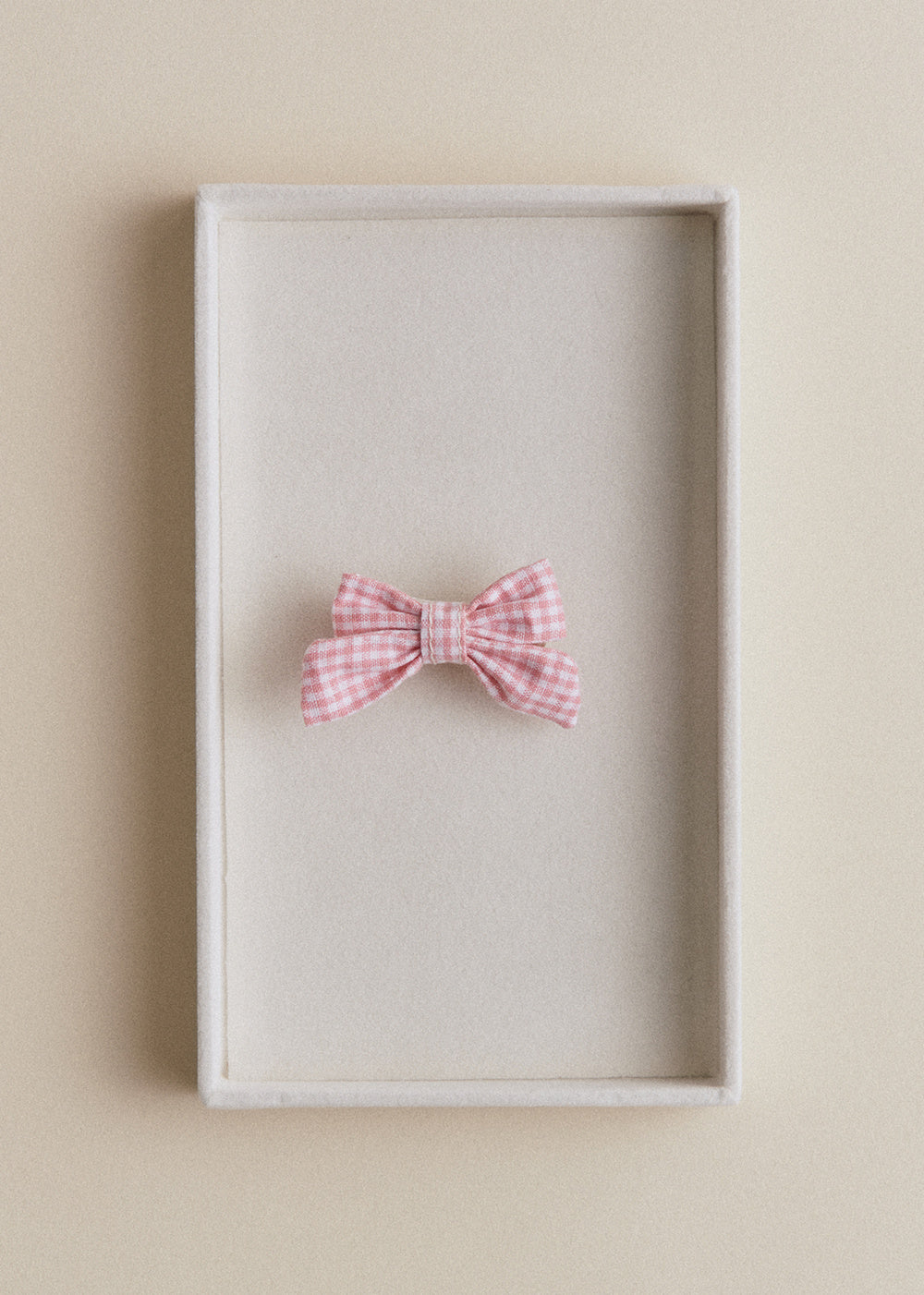 Small Bow Hair Clip - Pink Gingham