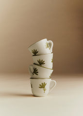 Set of 4 espresso cups - Little Flower - Green