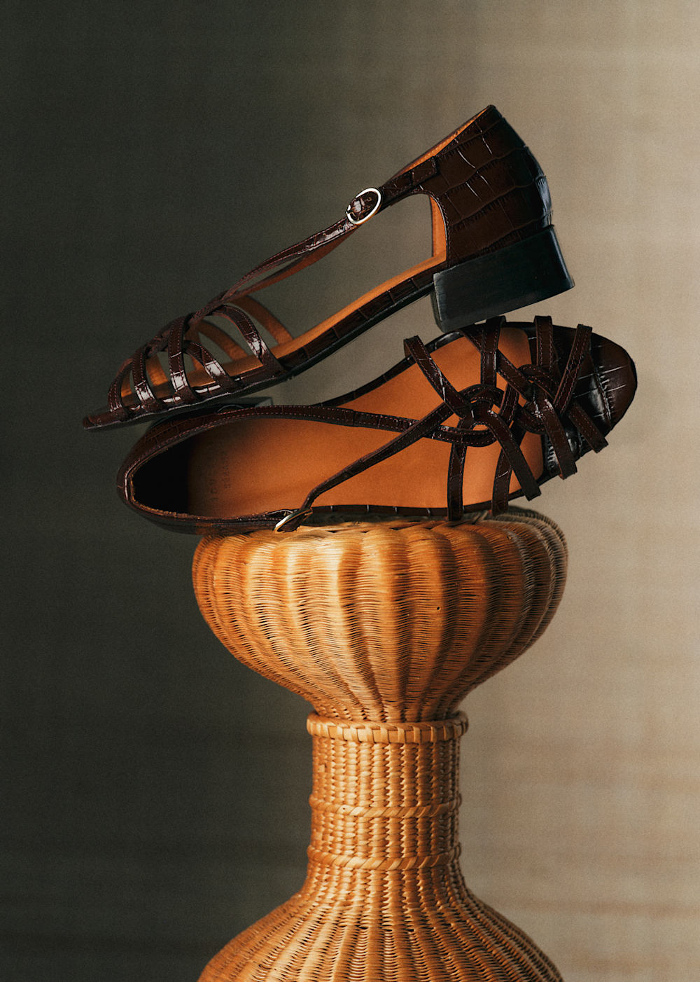 Juliette Low sandals - Brown Croco