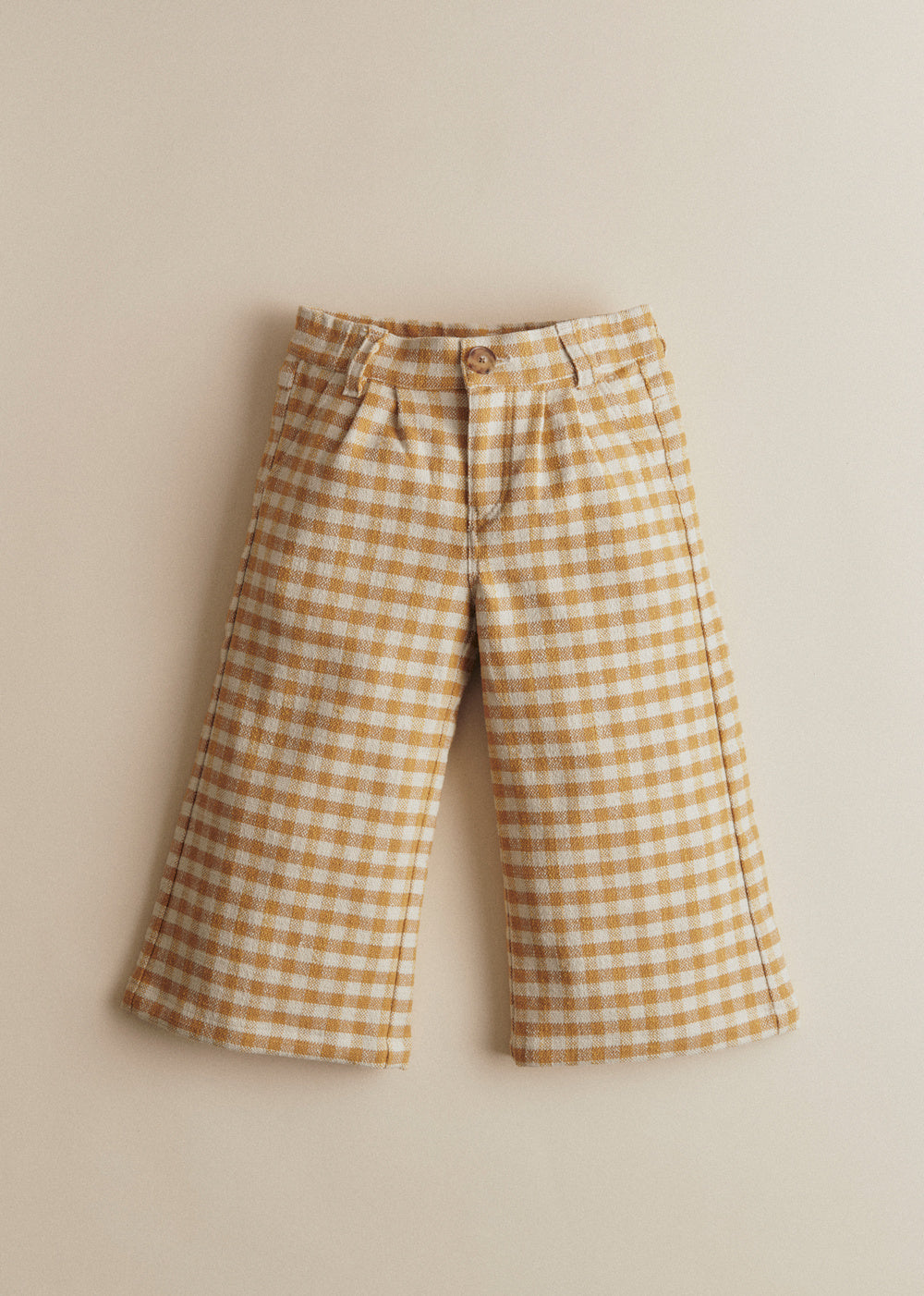 Mao Trousers - Ochre Ecru Gingham Checks
