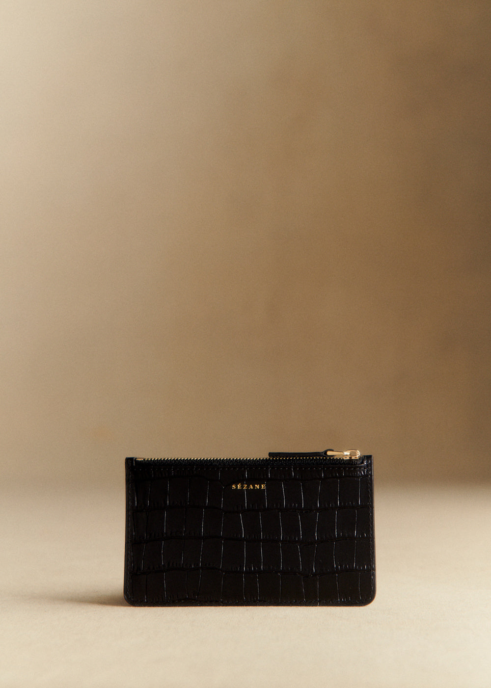 Alfred Large Card Holder - Black Crocodile Print