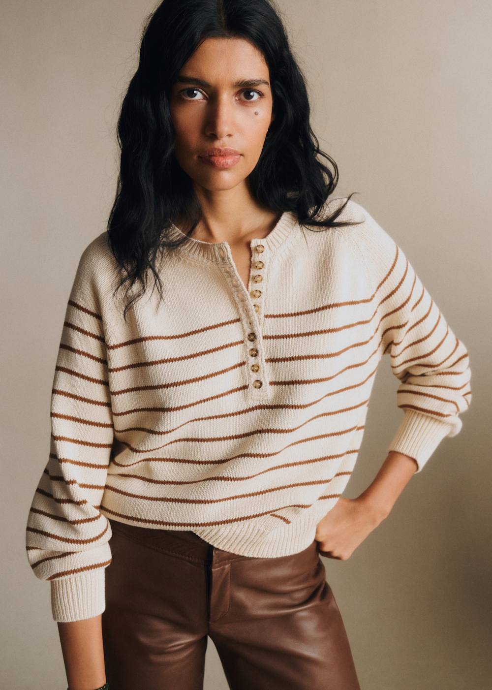Léontine Jumper - Ecru Camel