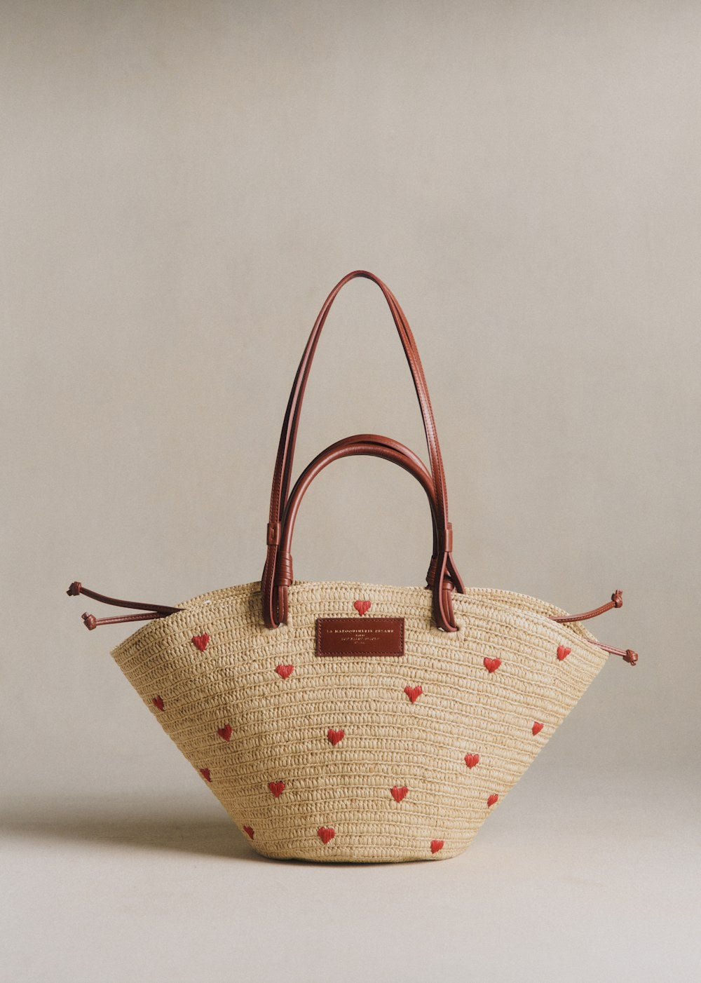 Justine Basket Bag - Raffia Heart Embroidery