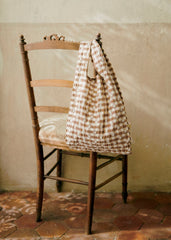 Floral embroidered grocery bag - Camel