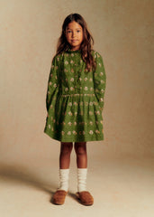 Romina Dress - Olive Botanical Embroidery