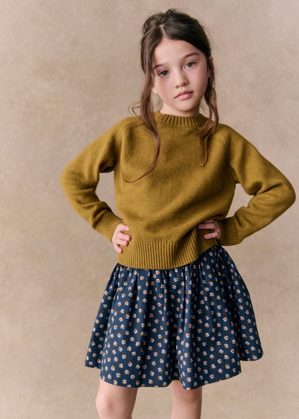 Valentine Skirt - Marine Fleurs Noisette