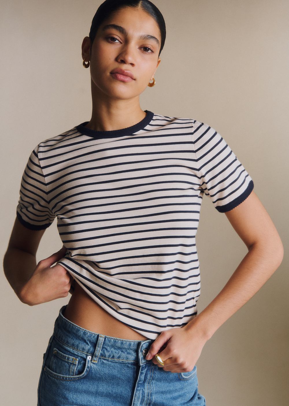 Nolan T-Shirt - Cream Navy