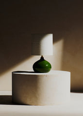 Small Banjo Table Lamp - Green moss - Dolce Lampshade Jute Burlap