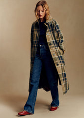 Clyde Coat - Beige And Moss Green Checks