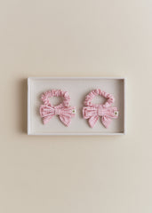 Set Of 2 Bow Scrunchies - Pink Gingham